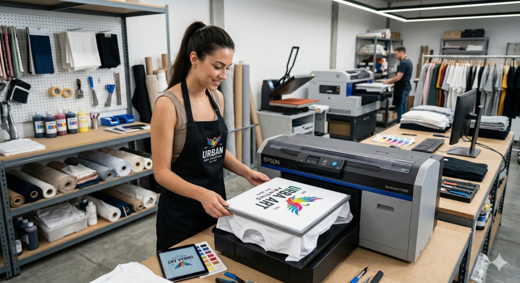 impression t-shirt personnalisé en atelier textile