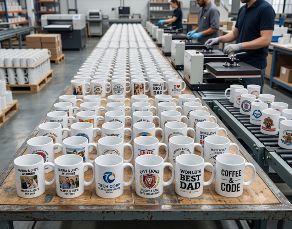 Commande en gros de mugs personnalisés avec logos et textes