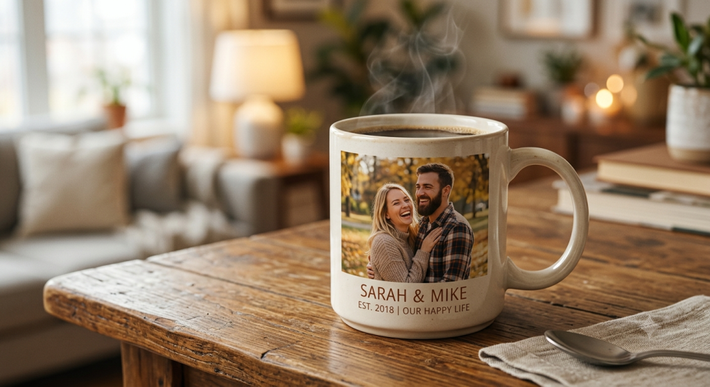 Tasse personnalisée avec photo de couple – idée cadeau originale