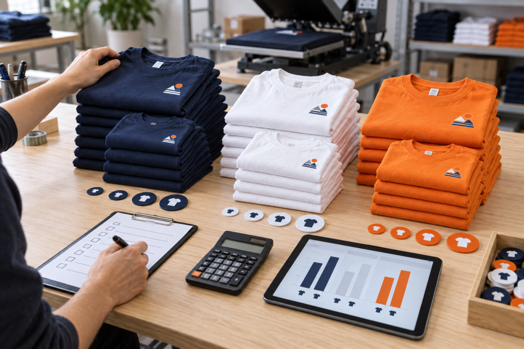 Organisation des tailles et quantités de t-shirts personnalisés pour un événement